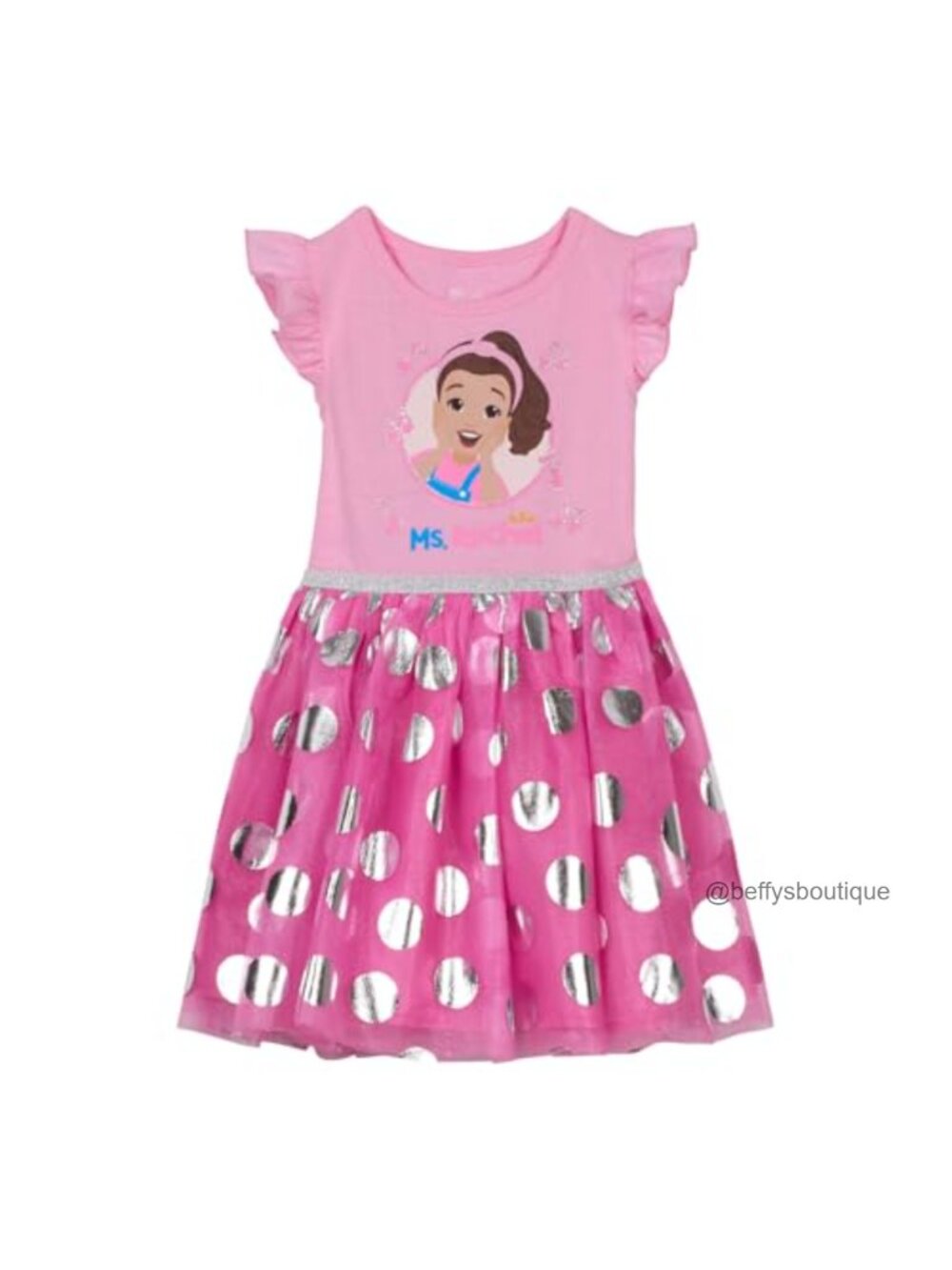 Ms. Rachel Toddler Girls Tulle Dress Polka Dot Short Sleeve